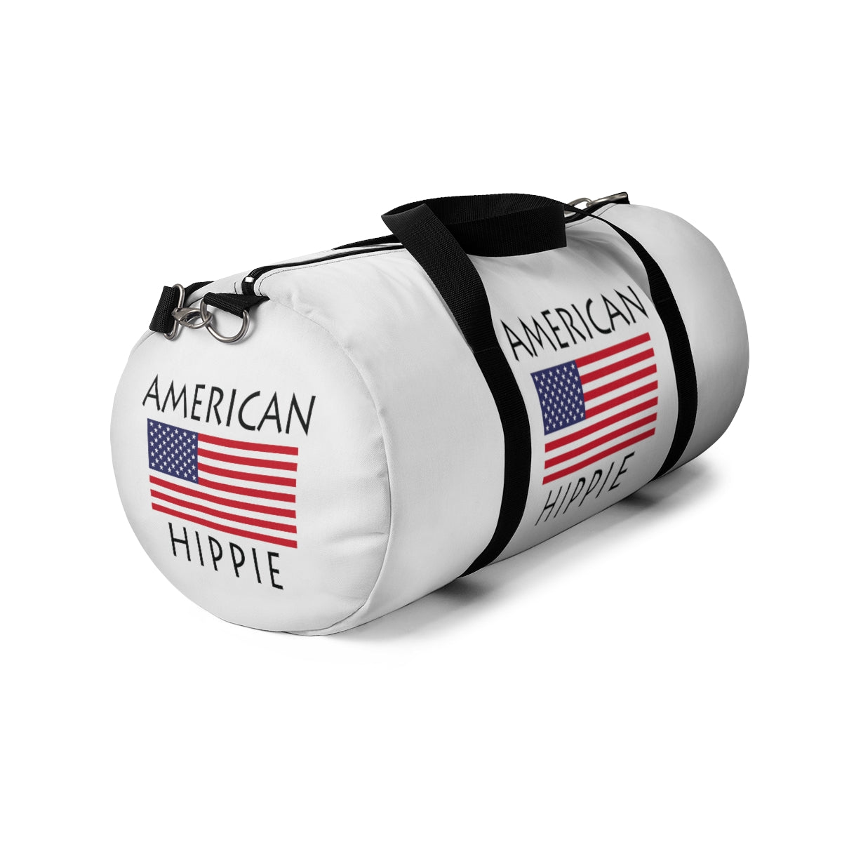 Stately Wear's American Flag Hippie duffel bag. We are a Katie Couric Shop partner. The perfect accessory as a beach bag, ski bag, travel bag & gym or yoga bag. Custom made one-at-a-time. 2 sizes to choose.