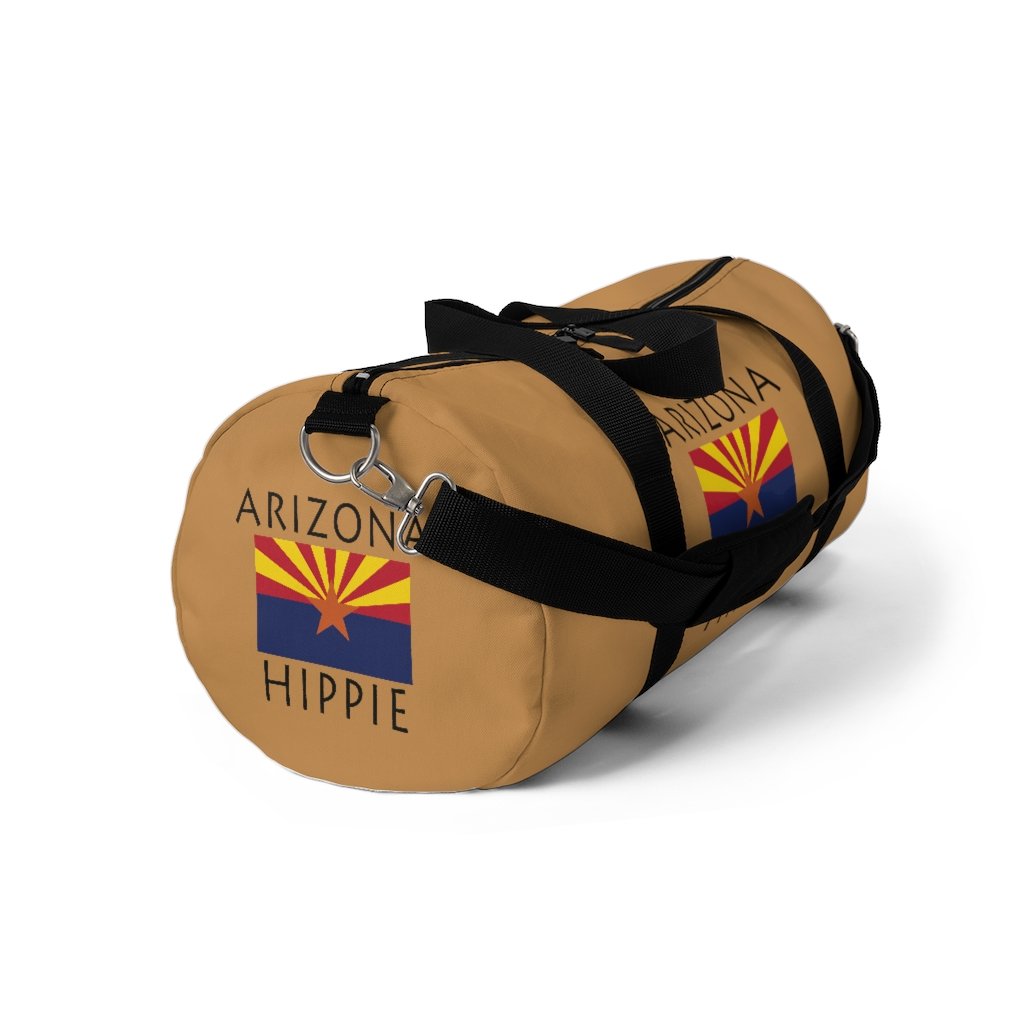 Stately Wear's Arizona Flag Hippie duffel bag. We are a Katie Couric Shop partner. The perfect accessory as a beach bag, ski bag, travel bag & gym or yoga bag. Custom made one-at-a-time. 2 sizes to choose.