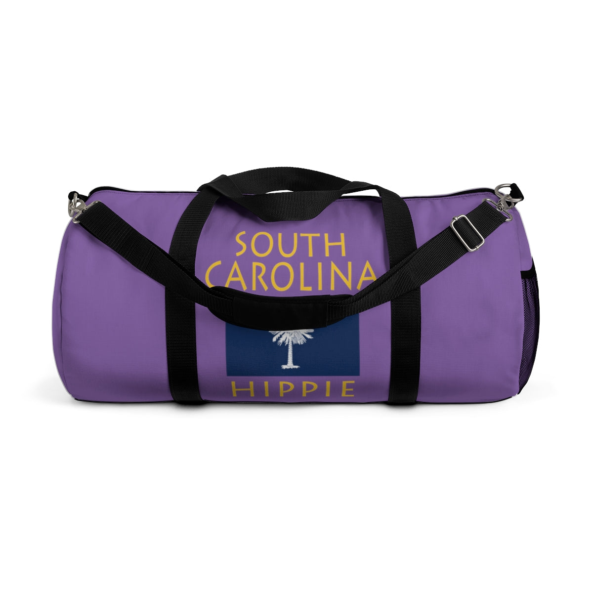   Stately Wear's South Carolina Flag Hippie duffel bag is colorful, iconic and stylish. We are a Katie Couric Shop partner. This duffel bag is the perfect accessory as a beach bag, ski bag, travel bag, shopping bag & gym bag, Pilates bag or yoga bag. Custom made one-at-a-time with environmentally friendly biodegradable inks & dyes. 2 sizes to choose. Stately Wear's bags are very durable, soft and colorful duffels with durable straps.
