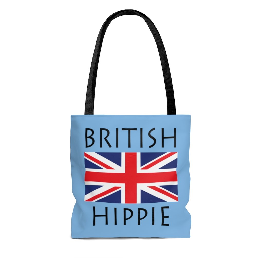 The Stately Wear British Flag Hippie has bold colors from the iconic British flag. Made with biodegradable inks & dyes and made one-at-a-time it is environmentally friendly. 3 practical sizes so it is a great gym bag, beach bag, yoga bag, Pilates bag and travel bag.