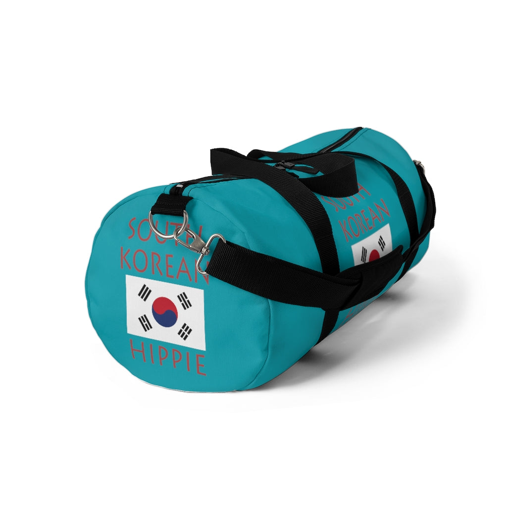  Stately Wear's South Korean Flag Hippie duffel bag is colorful, iconic and stylish. We are a Katie Couric Shop partner. This duffel bag is the perfect accessory as a beach bag, ski bag, travel bag, shopping bag & gym bag, Pilates bag or yoga bag. Custom made one-at-a-time with environmentally friendly biodegradable inks & dyes. 2 sizes to choose. Stately Wear's bags are very durable, soft and colorful duffels with durable straps.