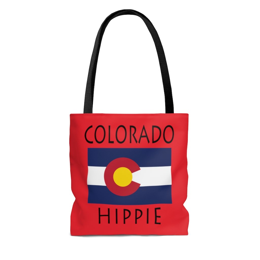 The Stately Wear Colorado Flag Hippie has bold colors from the iconic British flag. Made with biodegradable inks & dyes and made one-at-a-time it is environmentally friendly. 3 different sizes to choose from so it is a great gym bag, beach bag, yoga bag, Pilates bag and travel bag.