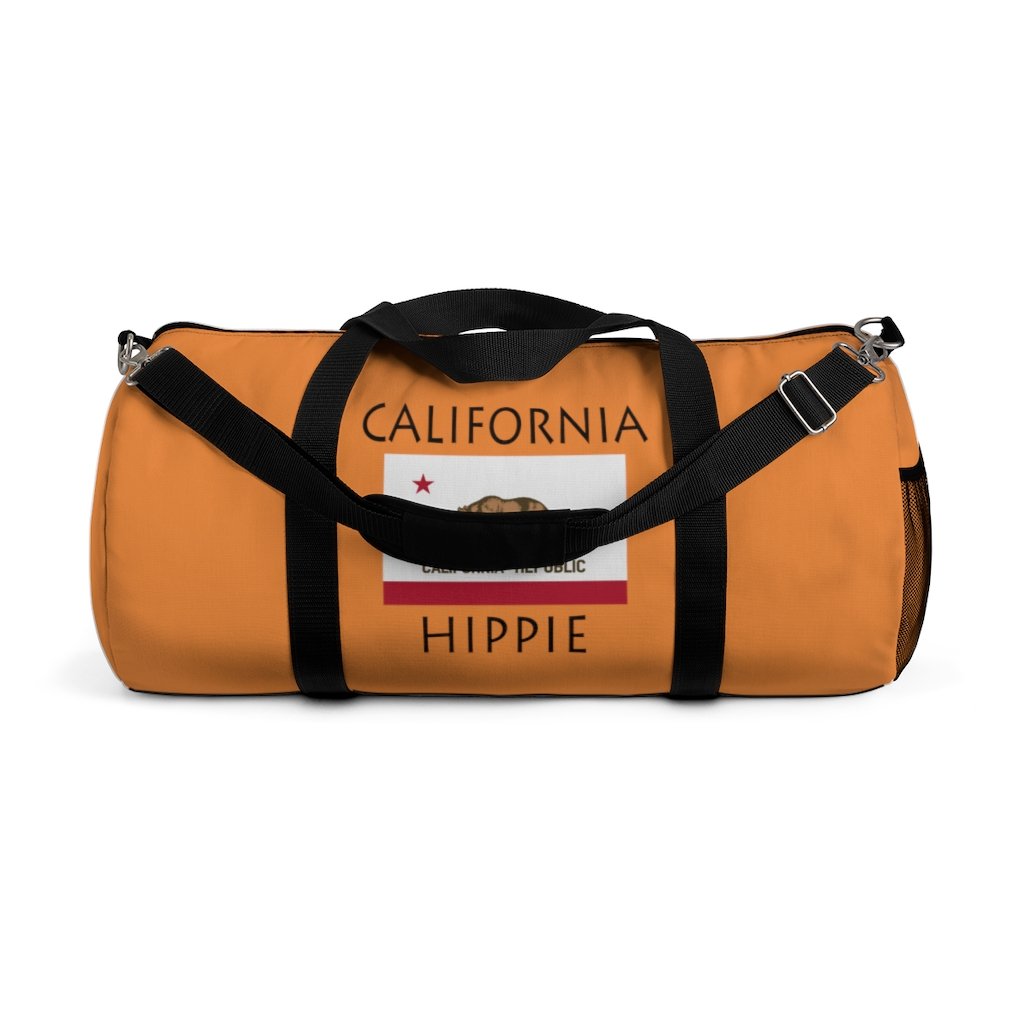 Stately Wear's California Flag Hippie duffel bag is colorful, iconic and Boho stylish. We are a Katie Couric Shop partner. This duffel bag is the perfect accessory as a beach bag, ski bag, travel bag, shopping bag & gym bag, Pilates bag or yoga bag. Custom made one-at-a-time with environmentally friendly biodegradable inks & dyes. 2 sizes to choose. Stately Wear's bags are very durable, soft and colorful duffels. They also have durable straps and make unique holiday gifts.