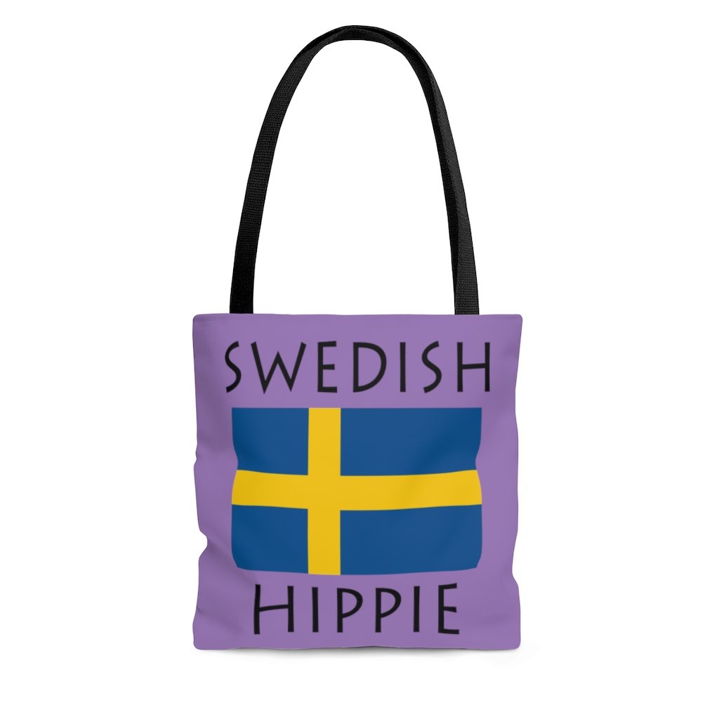    The Stately Wear Swedish Flag Hippie tote bag has bold colors from the iconic Swedish flag. Made with biodegradable inks & dyes and made one-at-a-time it is environmentally friendly. 3 different sizes to choose from so it is a great gym bag, beach bag, yoga bag, Pilates bag and travel bag.