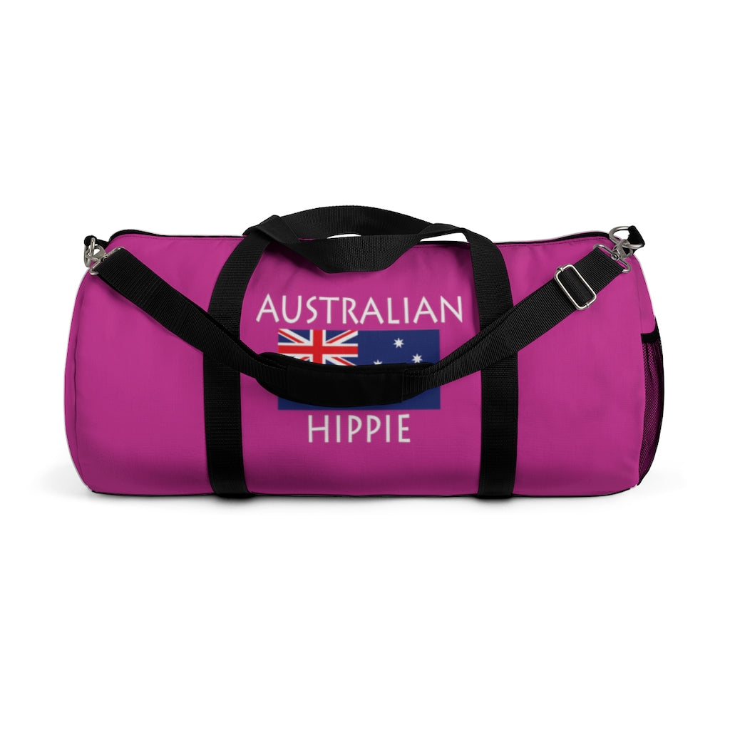 Stately Wear's Australian Flag Hippie duffel bag is colorful, iconic and stylish. We are a Katie Couric Shop partner. This duffel bag is the perfect accessory as a beach bag, ski bag, travel bag, shopping bag & gym bag, Pilates bag or yoga bag. Custom made one-at-a-time with environmentally friendly biodegradable inks & dyes. 2 sizes to choose.  Stately Wear's bags are very durable, soft and colorful duffel bags.
