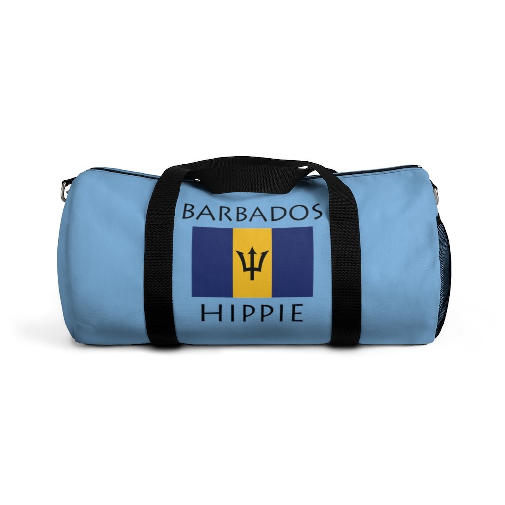 Stately Wear's Barbados Flag Hippie duffel bag is colorful, iconic and stylish. We are a Katie Couric Shop partner. This duffel bag is the perfect accessory as a beach bag, ski bag, travel bag, shopping bag & gym bag, Pilates bag or yoga bag. Custom made one-at-a-time with environmentally friendly biodegradable inks & dyes. 2 sizes to choose.  Stately Wear's bags are very durable, soft and colorful duffel bags.  Stately Wear's flag hippie bags also have durable straps.  Very chic and boho stylish.