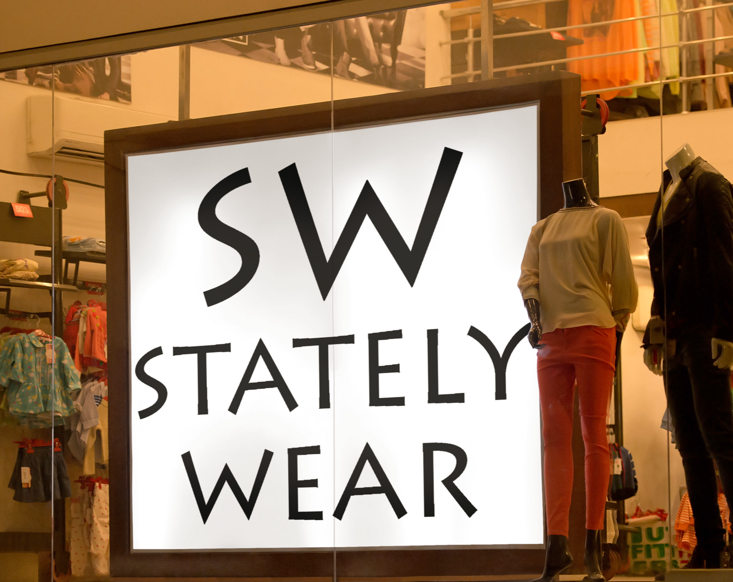 Stately Wear logo in Target window display for flag hippie collection.