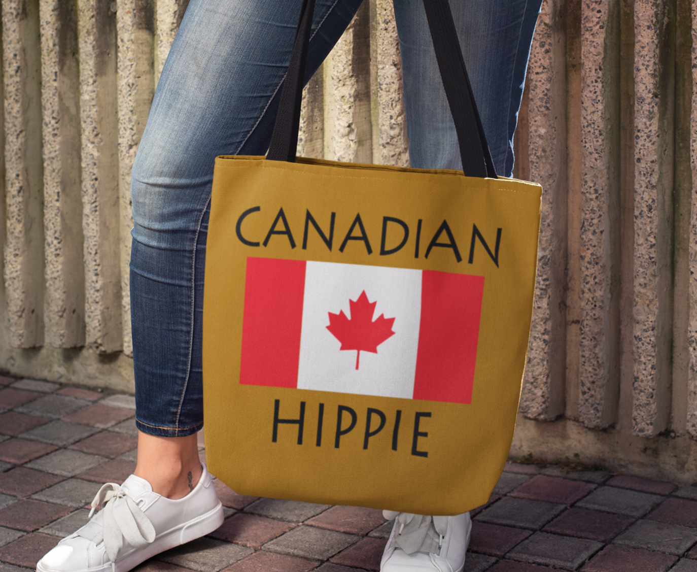  The Stately Wear Canadian Flag Hippie has bold colors from the iconic British flag. Made with biodegradable inks & dyes and made one-at-a-time it is environmentally friendly. 3 sizes to choose from so it is a great gym bag, beach bag, yoga bag, Pilates bag and travel bag.