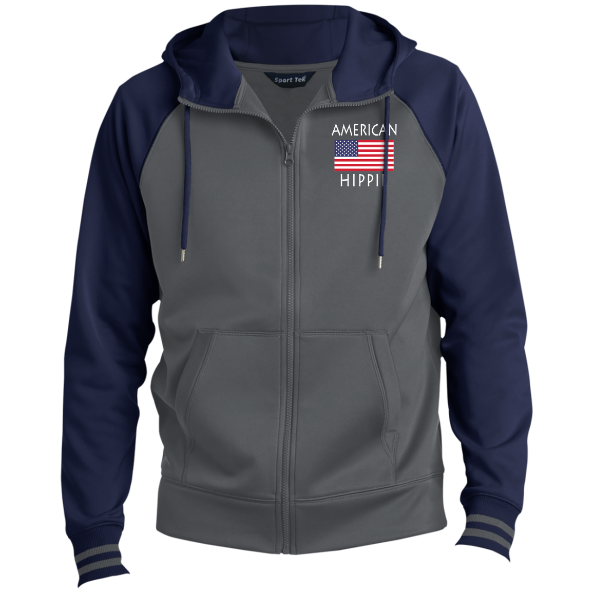 American Flag Hippie Men's Sport-Wick® Full-Zip Hooded Jacket