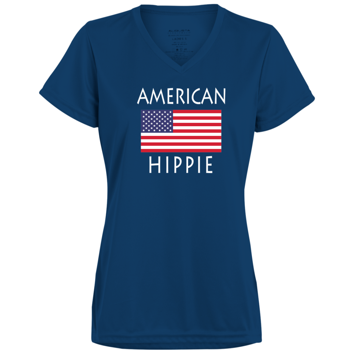 American Flag Hippie Women's Moisture-Wicking V-Neck Tee