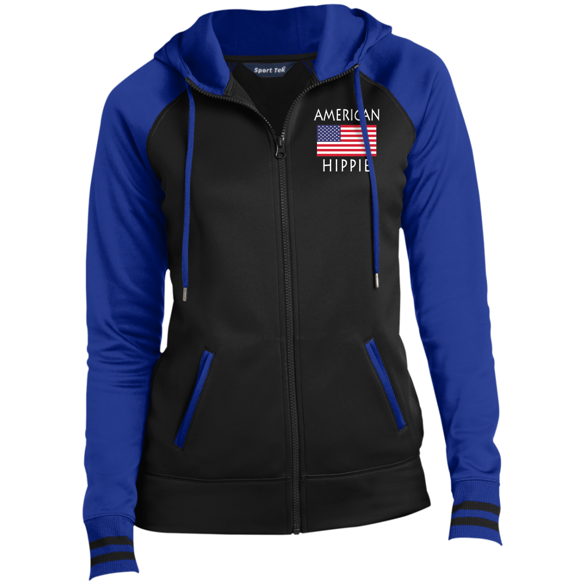 American Flag Hippie™ Women's Sport-Wick® Full-Zip Hooded Jacket