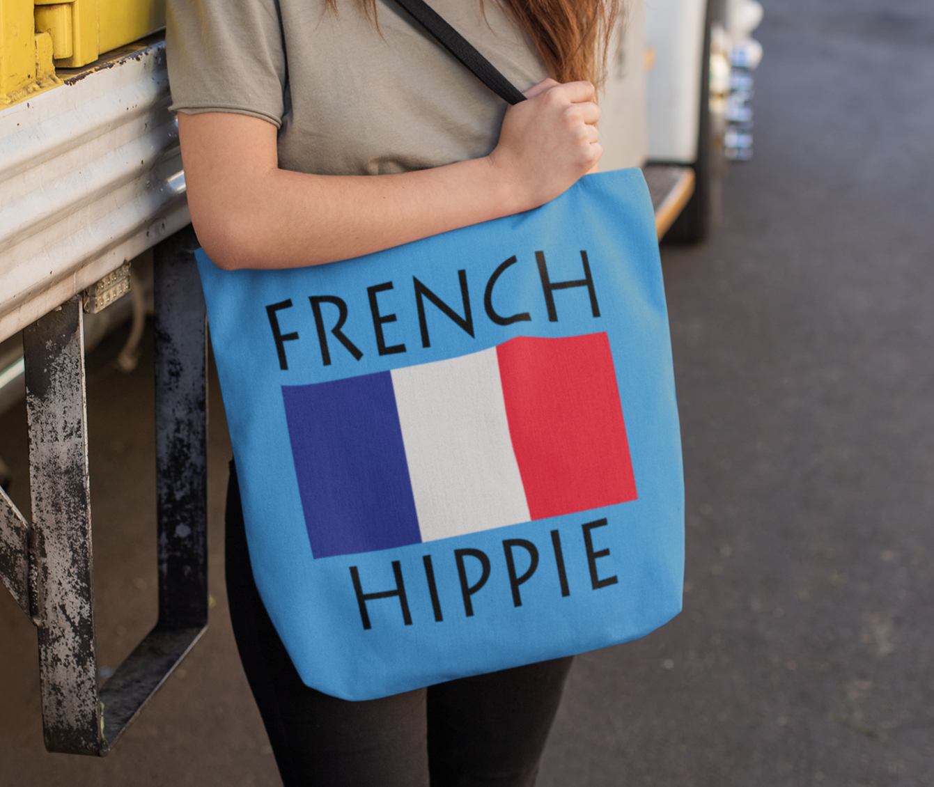 The Stately Wear French Flag Hippie tote bag has bold colors from the iconic European flag. Made with biodegradable inks & dyes and made one-at-a-time it is environmentally friendly. 3 different sizes to choose from. It is a great gym bag, beach bag, yoga bag, Pilates bag and travel bag.