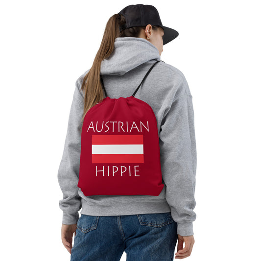 Austrian Flag Hippie Look Sharp Drawstring bag