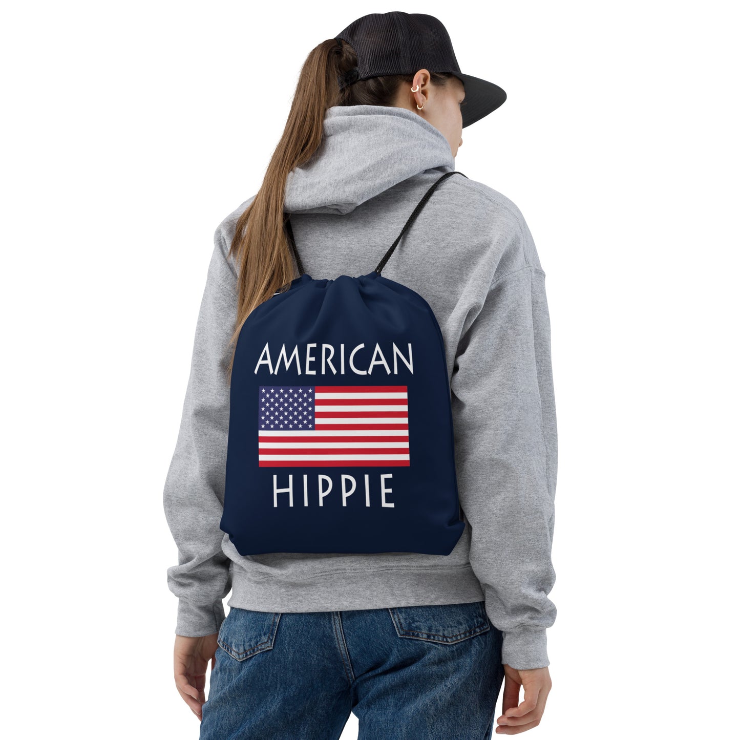 America Flag Hippie™ Look Sharp Drawstring bag