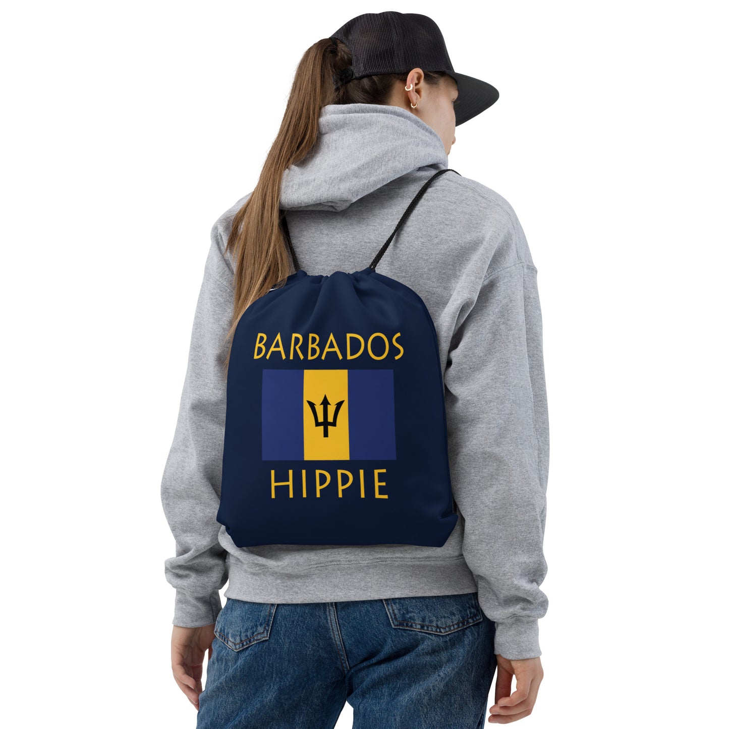 Barbados Flag Hippie™ Look Sharp Drawstring bag