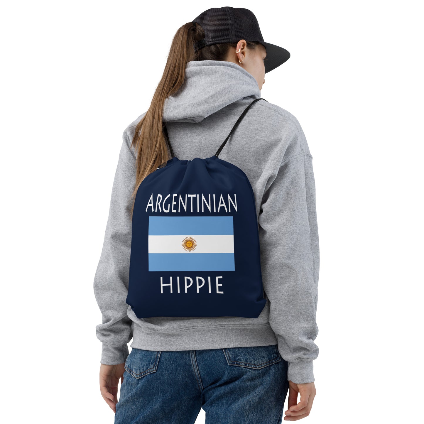 Argentinian Flag Hippie™ Look Sharp Drawstring bag