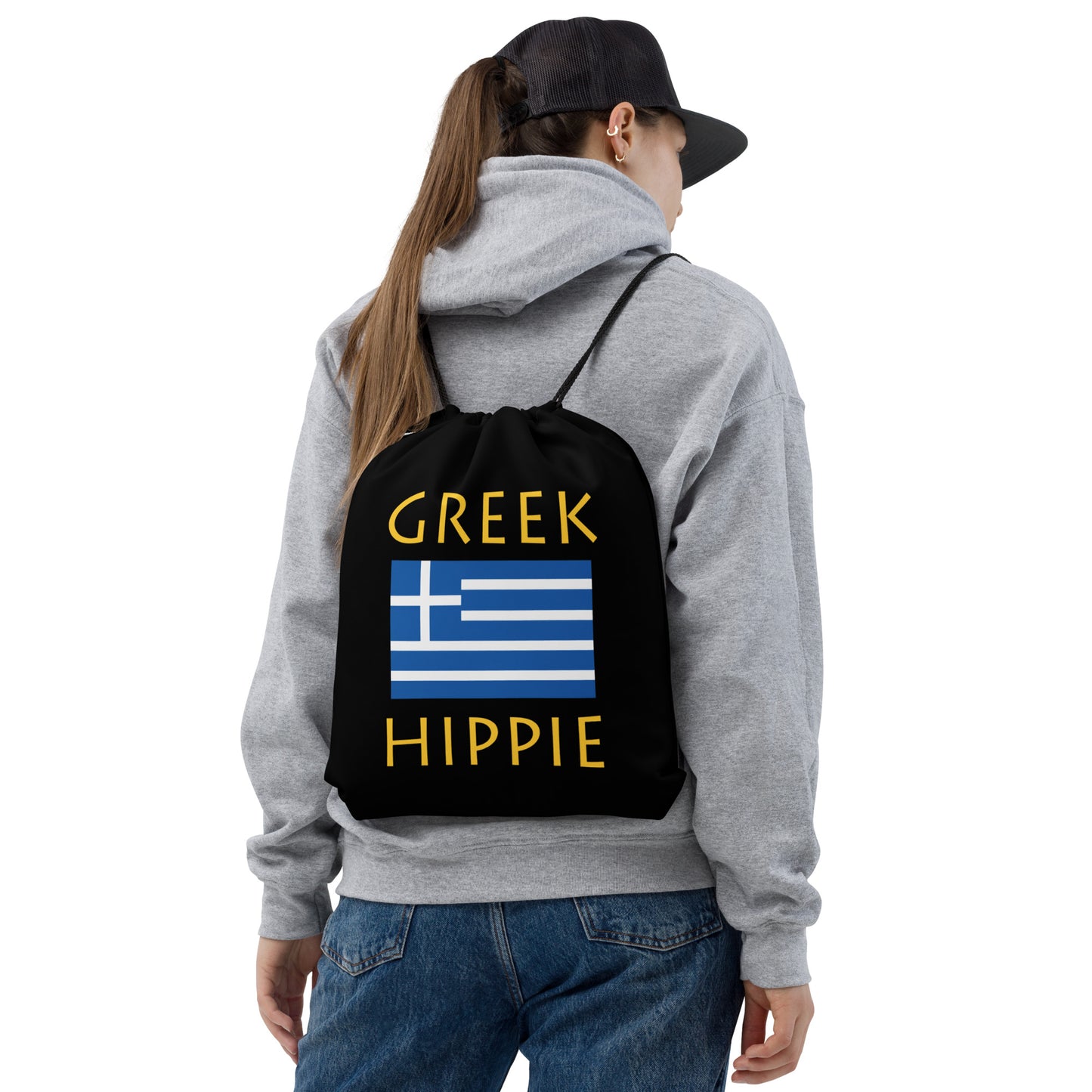 Greek Flag Hippie™ Look Sharp Drawstring bag