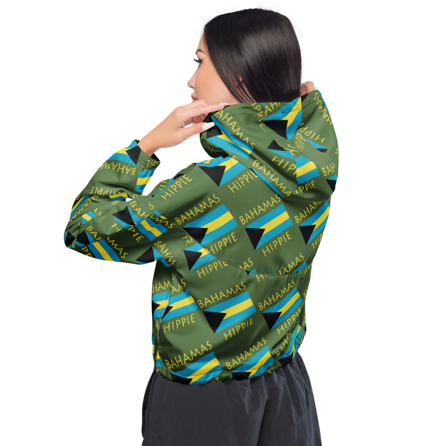 Bahamas Flag Hippie™ Women’s Stylish cropped windbreaker