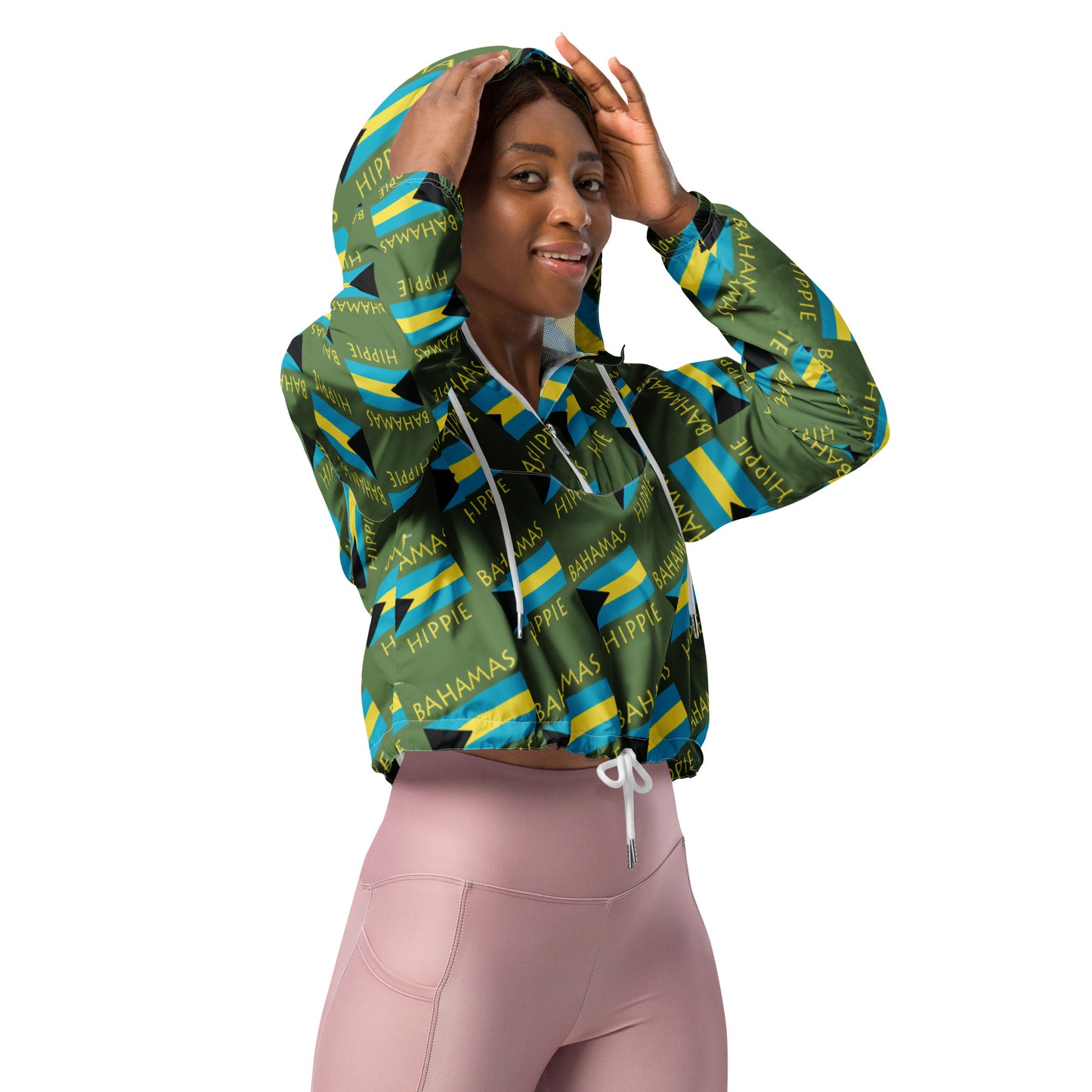 Bahamas Flag Hippie™ Women’s Stylish cropped windbreaker