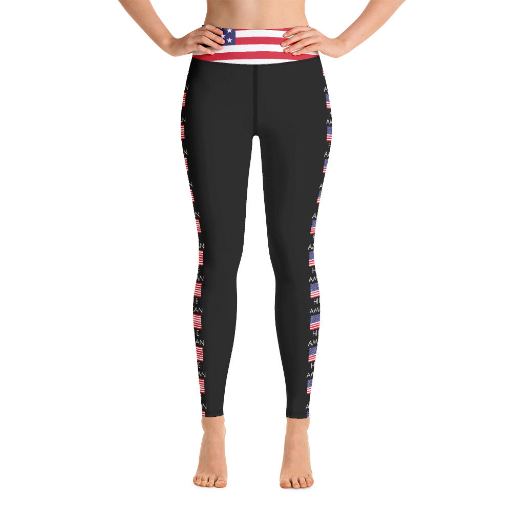 US Flag / Carbon Fiber Yoga Leggings
