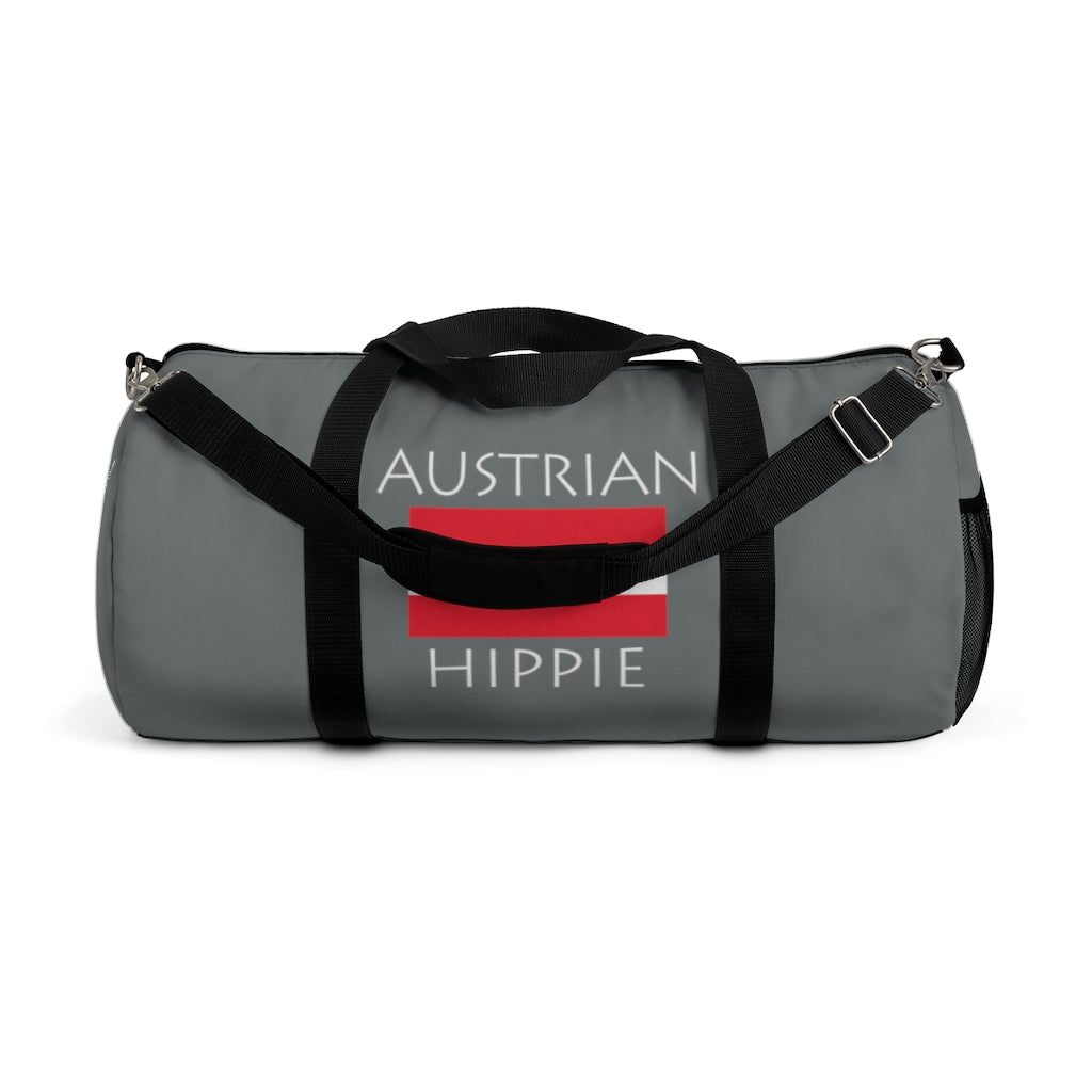 Stately Wear's Austrian Flag Hippie duffel bag is colorful, iconic and stylish. We are a Katie Couric Shop partner. This duffel bag is the perfect accessory as a beach bag, ski bag, travel bag, shopping bag & gym bag, Pilates bag or yoga bag. Custom made one-at-a-time with environmentally friendly biodegradable inks & dyes. 2 sizes to choose.  Stately Wear's bags are very durable, soft and colorful duffel bags.