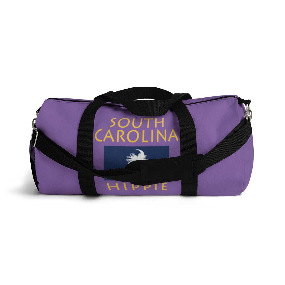   Stately Wear's South Carolina Flag Hippie duffel bag is colorful, iconic and stylish. We are a Katie Couric Shop partner. This duffel bag is the perfect accessory as a beach bag, ski bag, travel bag, shopping bag & gym bag, Pilates bag or yoga bag. Custom made one-at-a-time with environmentally friendly biodegradable inks & dyes. 2 sizes to choose. Stately Wear's bags are very durable, soft and colorful duffels with durable straps.