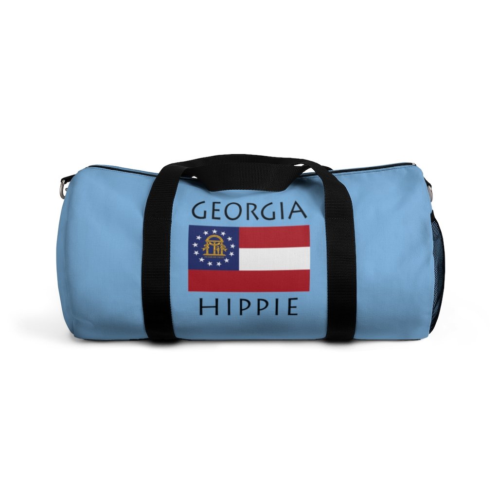 You will love Stately Wear's Georgia Flag Hippie duffel bag. Katie Couric Shop partner. Perfect accessory as a beach bag, ski bag, travel bag & gym or yoga bag.  Custom made one-at-a-time.  Environmentally friendly.  Biodegradable inks & dyes.  Good for the planet. 2 sizes to choose.