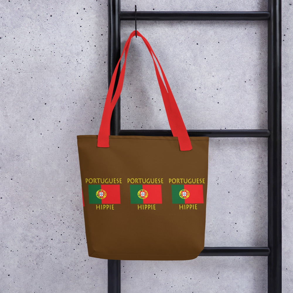 The Stately Wear Portuguese Flag Hippie tote bag has bold colors from the iconic Portuguese flag. Made with biodegradable inks & dyes and made one-at-a-time it is environmentally friendly. 3 different sizes to choose from so it is a great gym bag, beach bag, yoga bag, Pilates bag and travel bag.