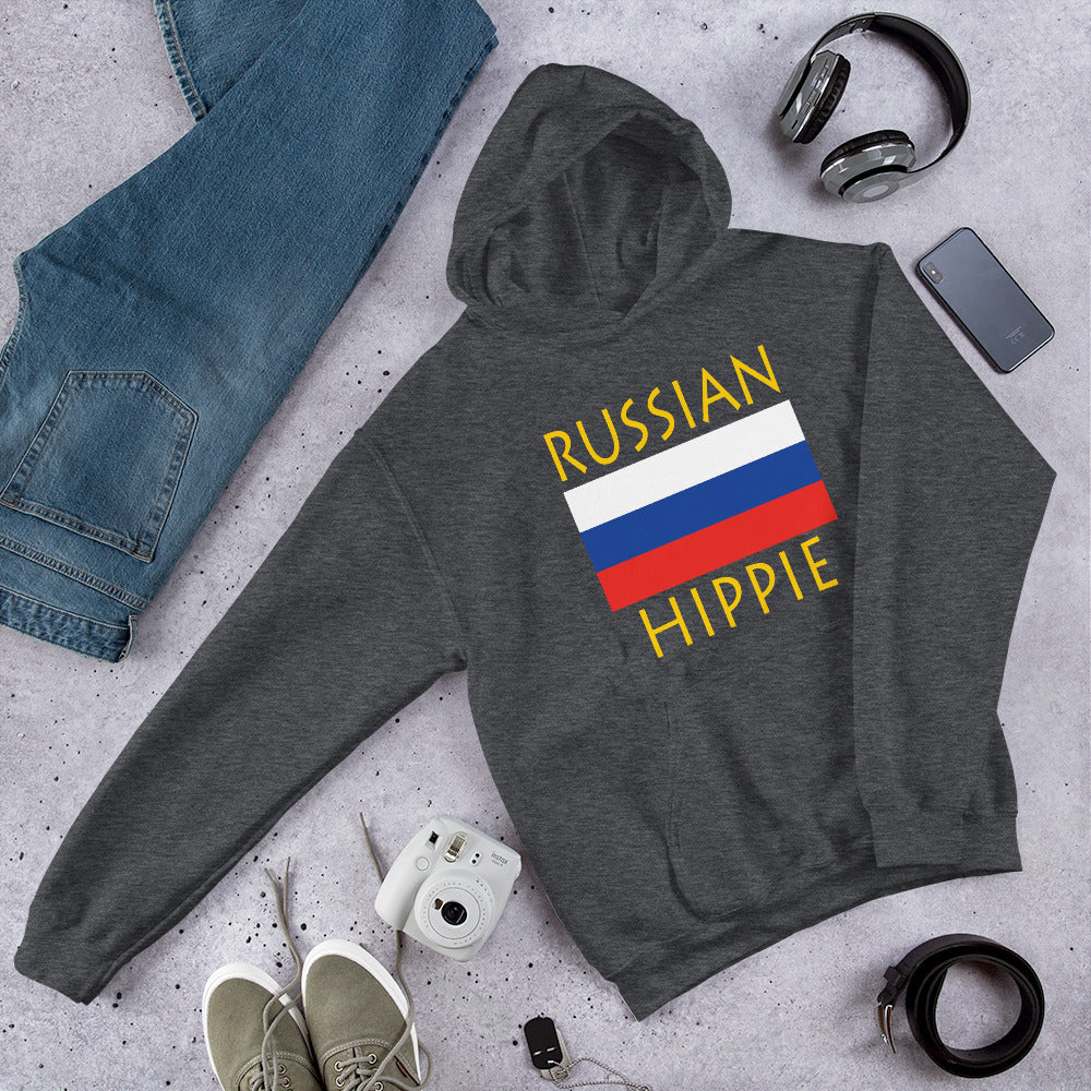 Russian Flag Hippie Unisex Hoodie statelywearcom